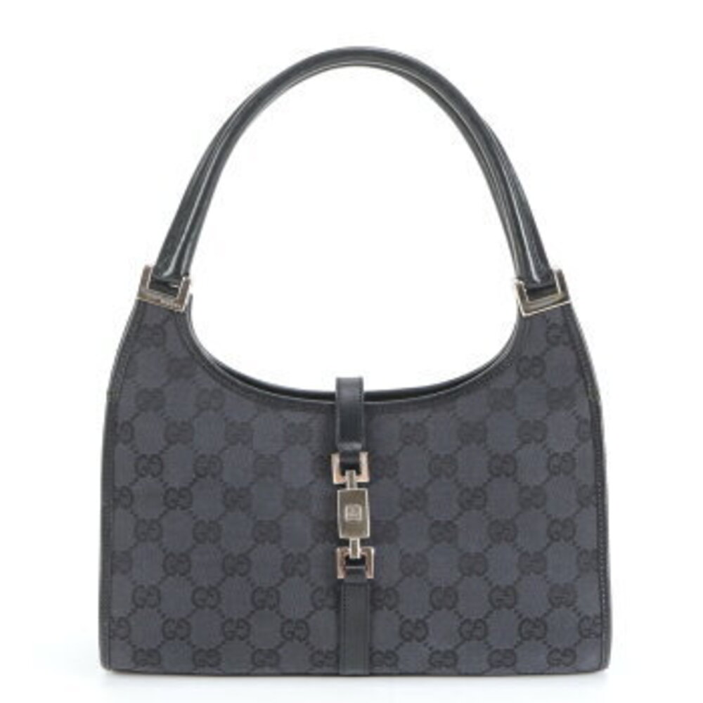 Gucci Jackie GG canvas leather shoulder bag black